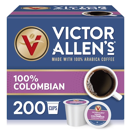 Victor Allen Victor Allen's Coffee 100% Colombian, Medium Roast, 200 Count, Single Serve Coffee Pods for Keurig K-Cup Brewers, PK200 FG014638RV
